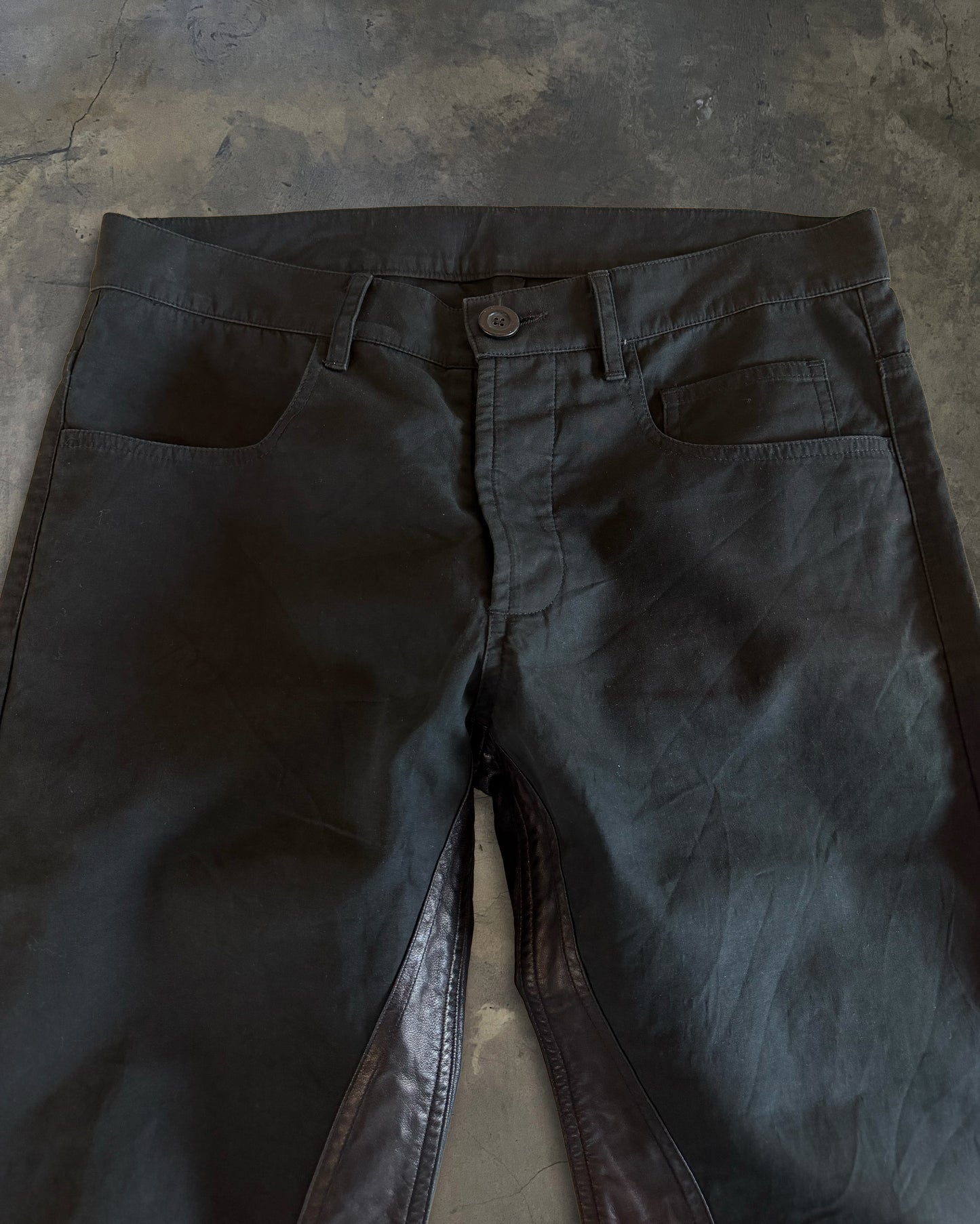 RICK OWENS FW2007 "EXPLODER" MOLESKIN LEATHER PATCH PANTS
