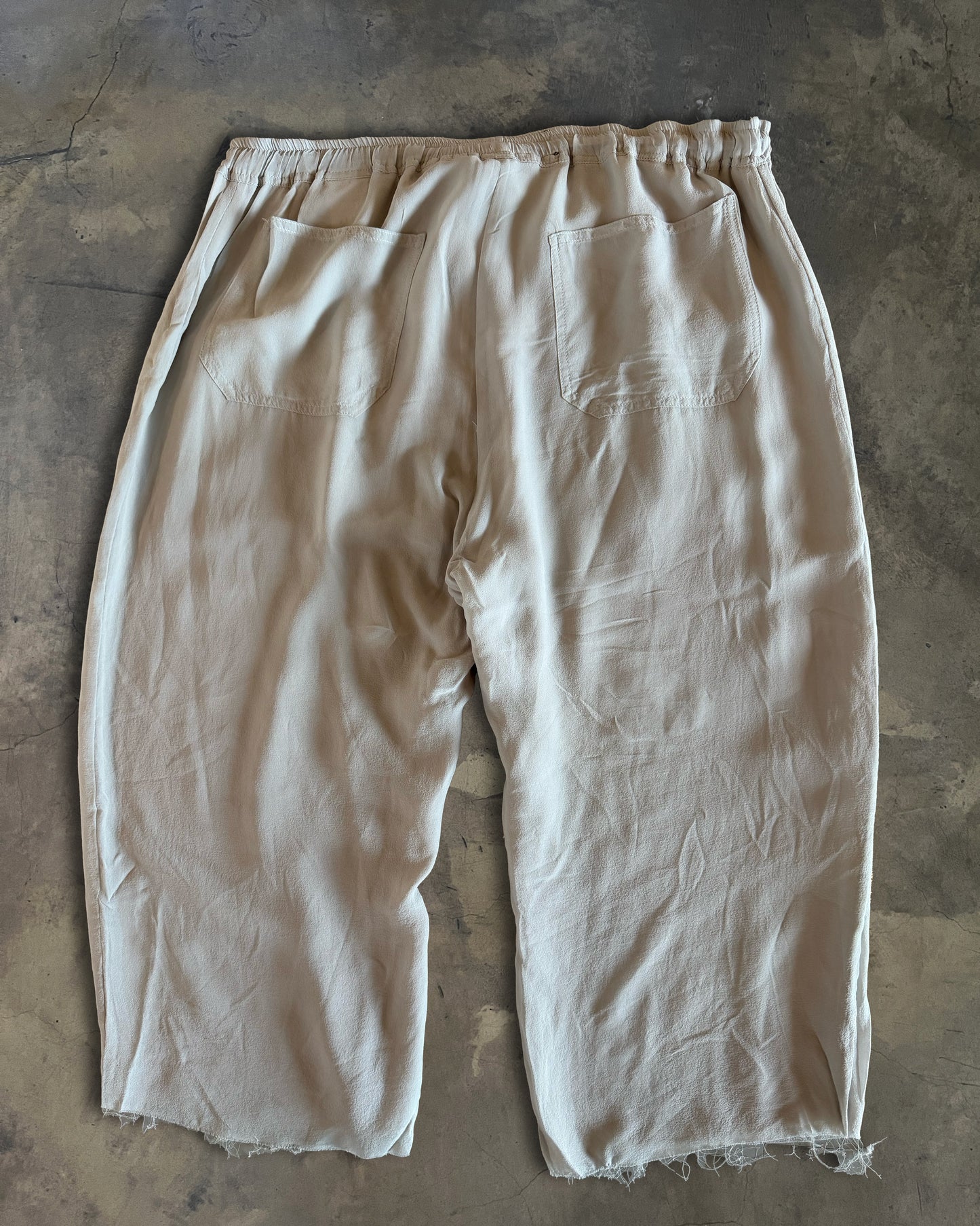 RICK OWENS SS2008 "CREATCH" SILK WIDE RAWCUT PANTS