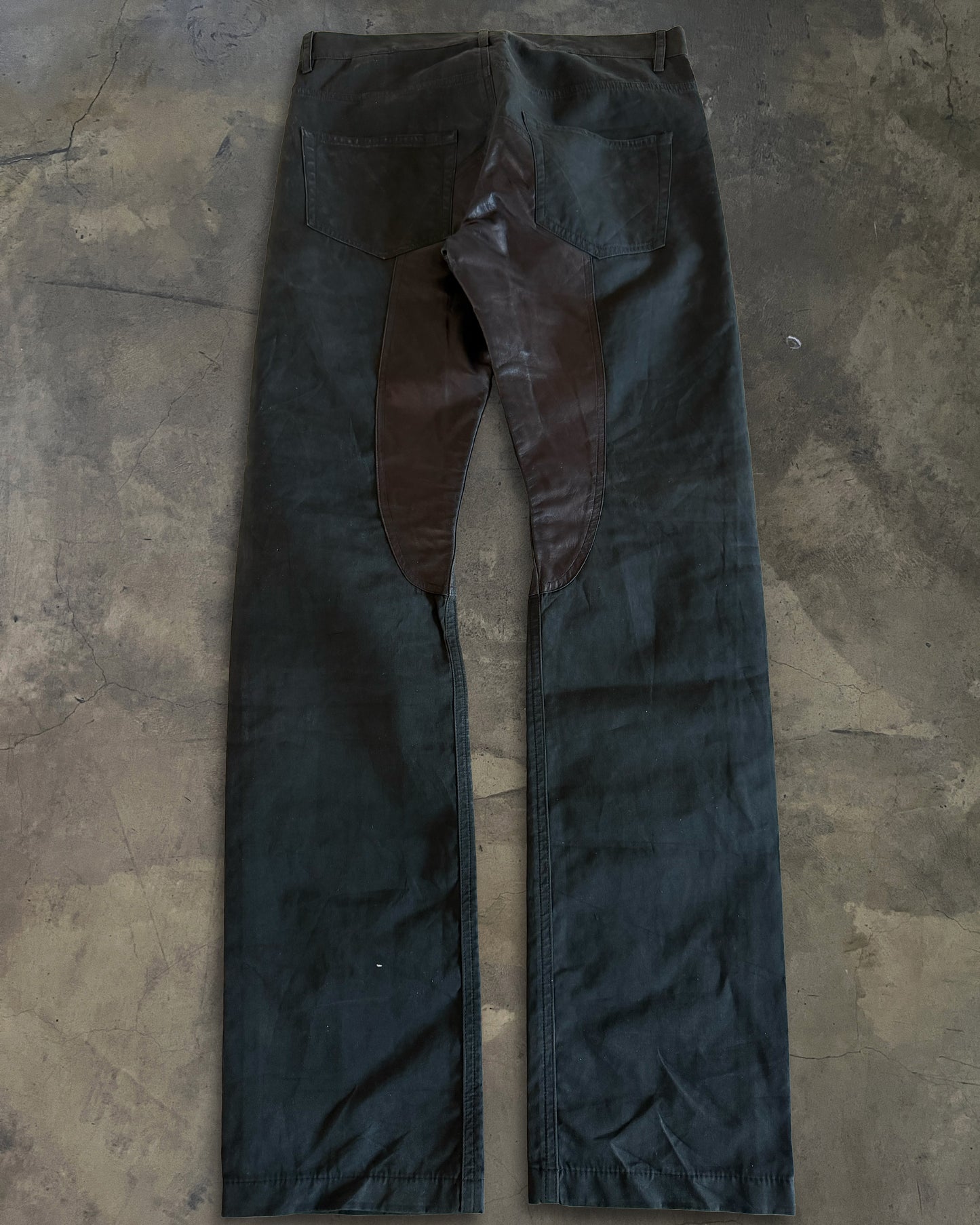 RICK OWENS FW2007 "EXPLODER" MOLESKIN LEATHER PATCH PANTS