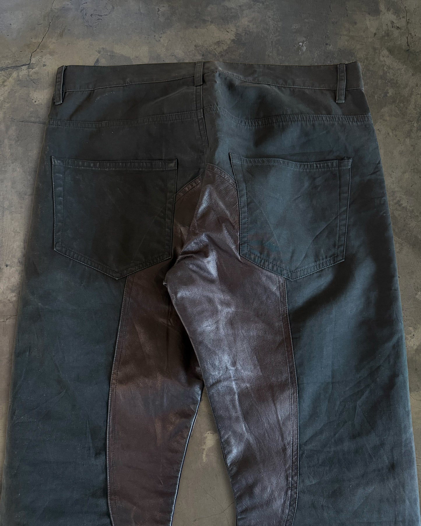 RICK OWENS FW2007 "EXPLODER" MOLESKIN LEATHER PATCH PANTS