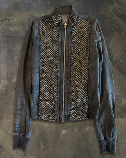 RICK OWENS SS2008 'CREATCH' STUDDED BLISTERED LAMB INTARSIA