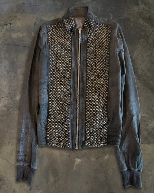 RICK OWENS SS2008 'CREATCH' STUDDED BLISTERED LAMB INTARSIA