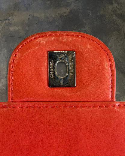 CHANEL 2006 RED PYTHON JUMBO FLAP BAG