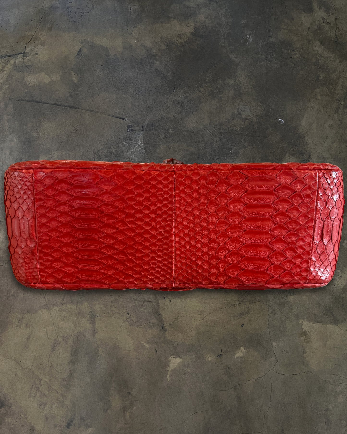 CHANEL 2006 RED PYTHON JUMBO FLAP BAG