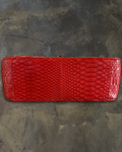 CHANEL 2006 RED PYTHON JUMBO FLAP BAG