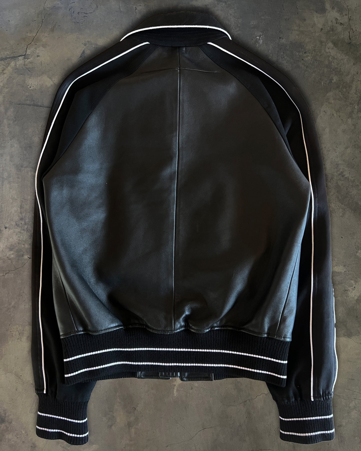 GIVENCHY FW2017 STAR SATIN TRIMMED LEATHER BOMBER
