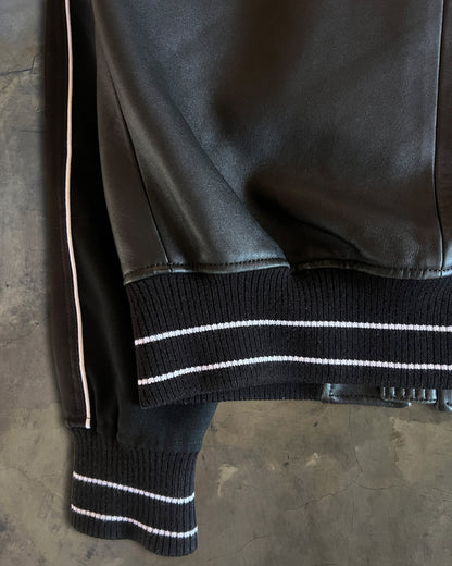 GIVENCHY FW2017 STAR SATIN TRIMMED LEATHER BOMBER