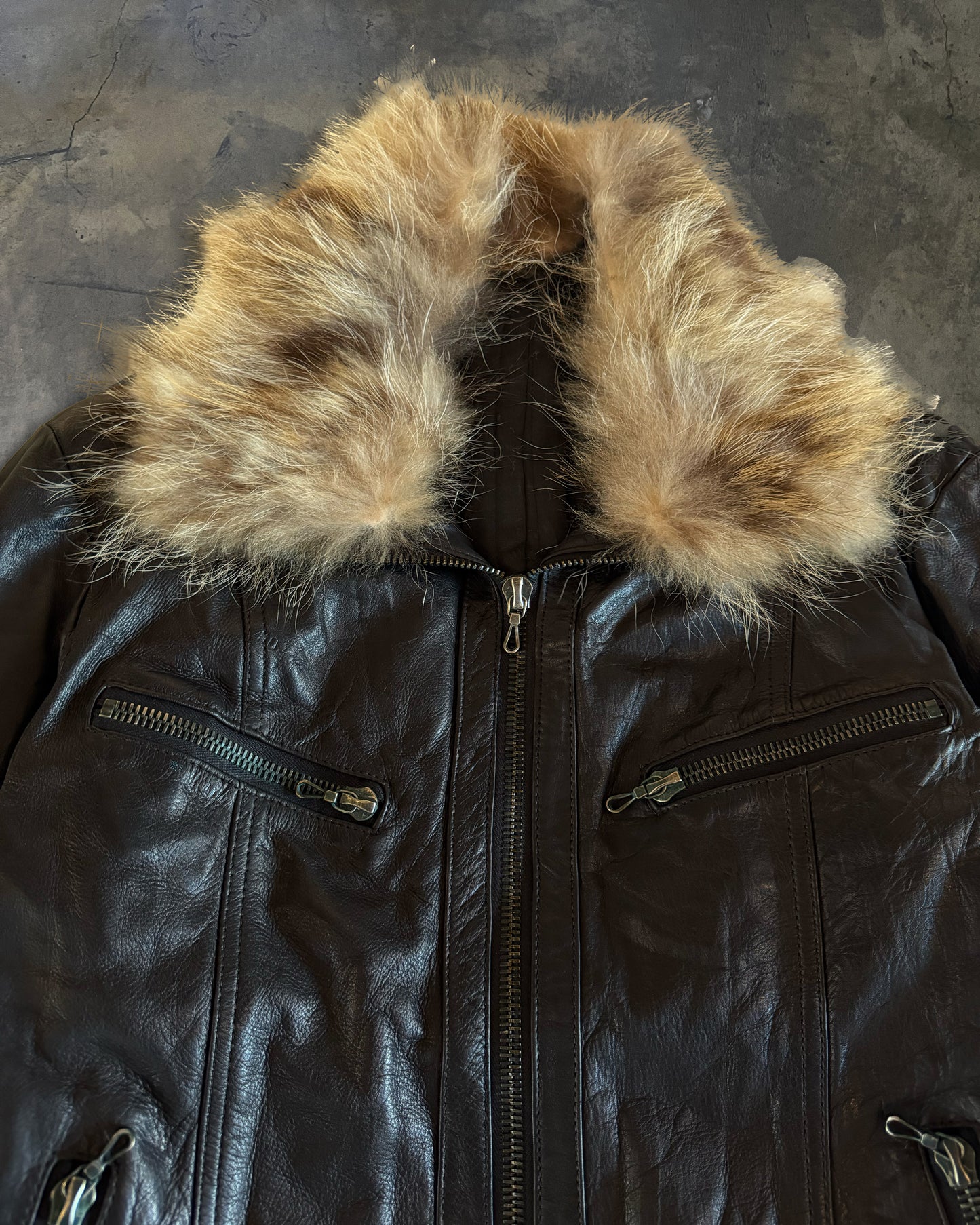 SHELLAC COWHIDE BIKER LEATHER JACKET