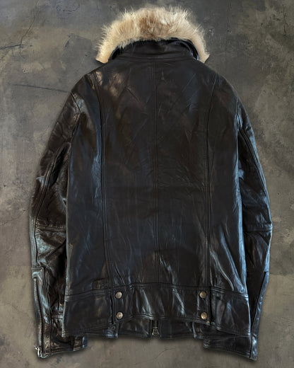 SHELLAC COWHIDE BIKER LEATHER JACKET