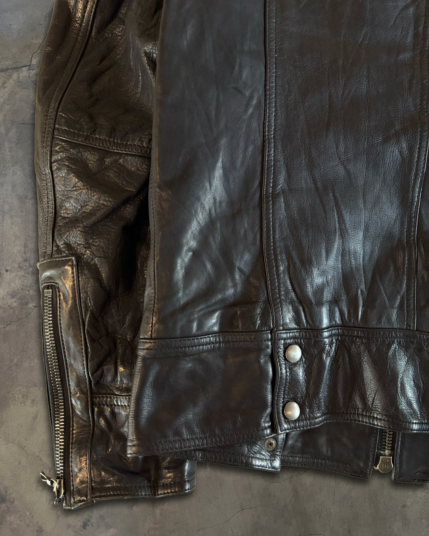 SHELLAC COWHIDE BIKER LEATHER JACKET
