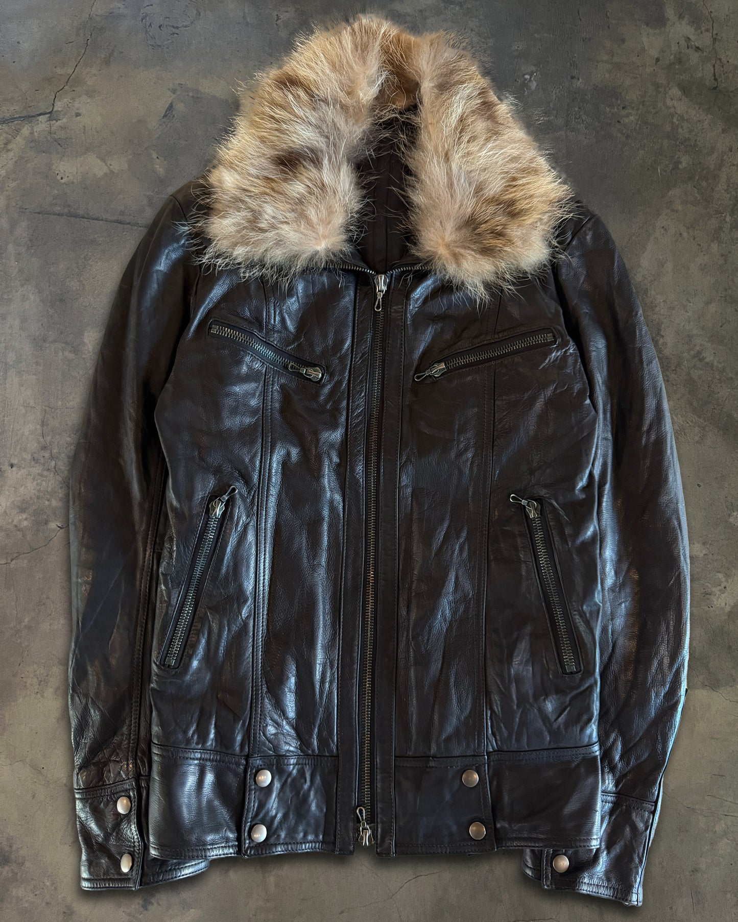 SHELLAC COWHIDE BIKER LEATHER JACKET