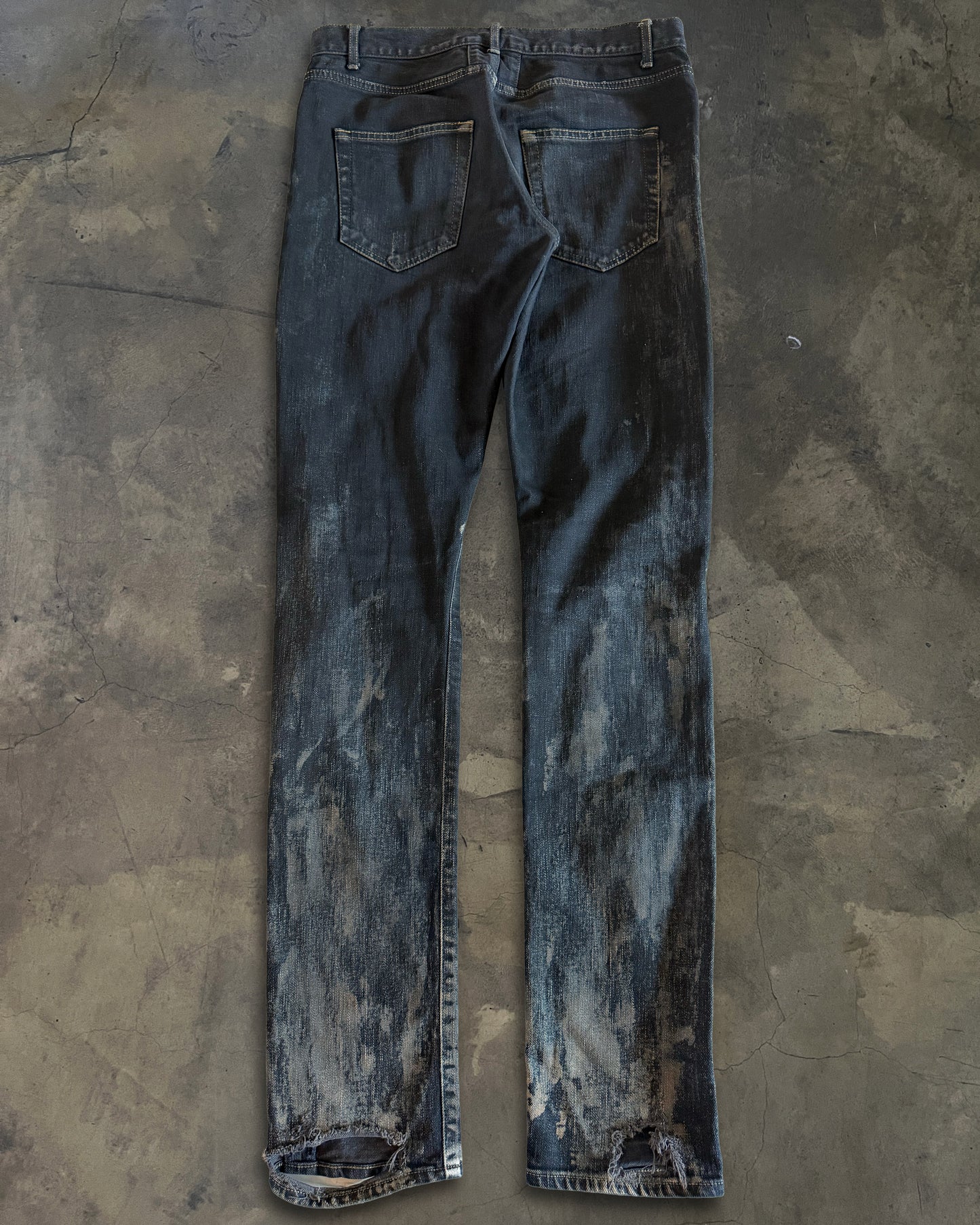 SAINT LAURENT FW2014 RUNWAY OIL STAIN JEANS
