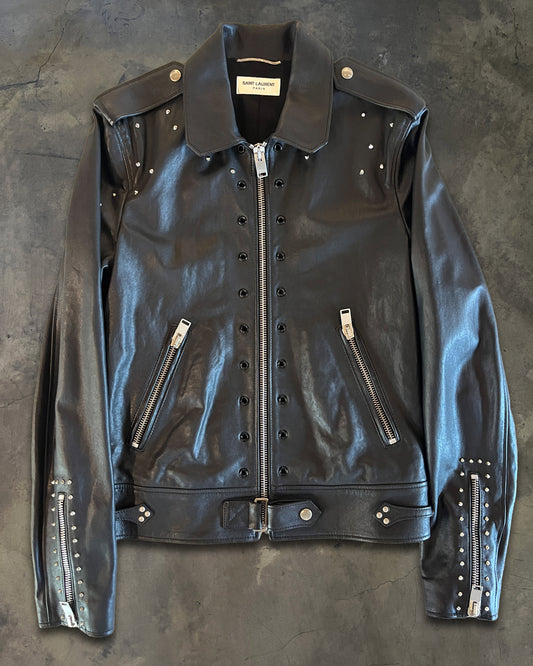 SAINT LAURENT SS2014 RUNWAY STUDDED LEATHER JACKET