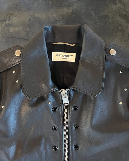 SAINT LAURENT SS2014 RUNWAY STUDDED LEATHER JACKET