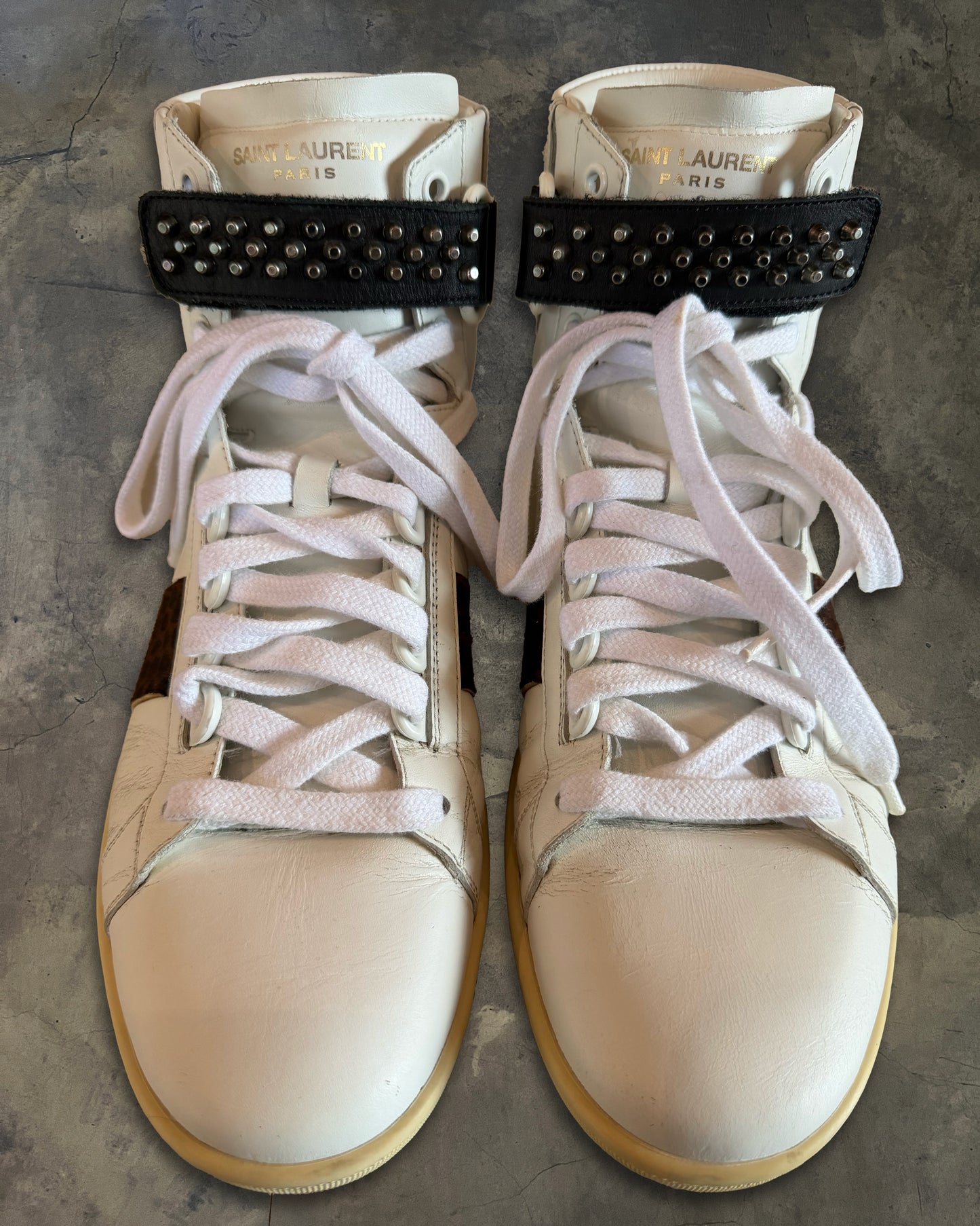 SAINT LAURENT AW2014 SL/14H STUDDED LEOPARD HIGH TOPS