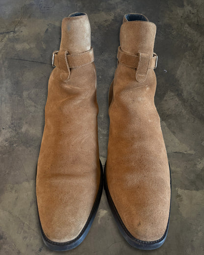 SAINT LAURENT FW2015 SUEDE STRAP JODHPUR BOOTS