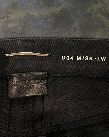 SAINT LAURENT SS2014 D04 LEATHER KNEE EMBELLISHMENTS BIKER DENIM