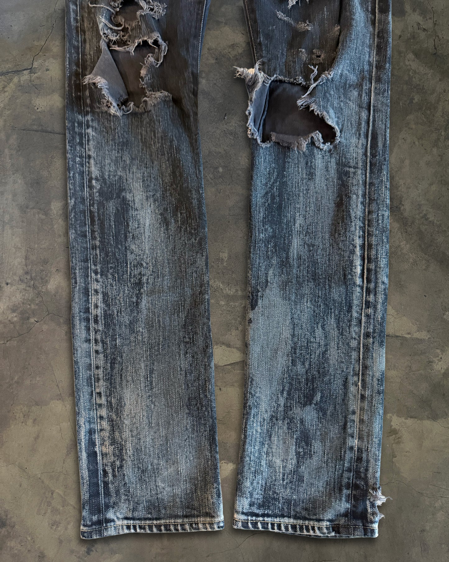 SAINT LAURENT FW2014 RUNWAY OIL STAIN JEANS