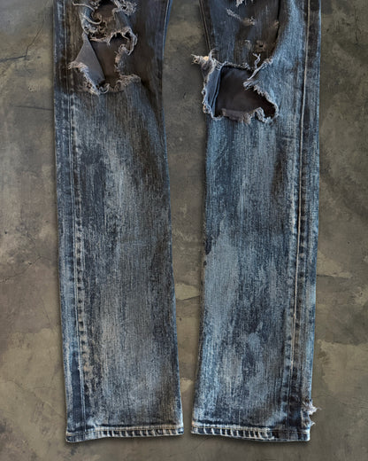 SAINT LAURENT FW2014 RUNWAY OIL STAIN JEANS