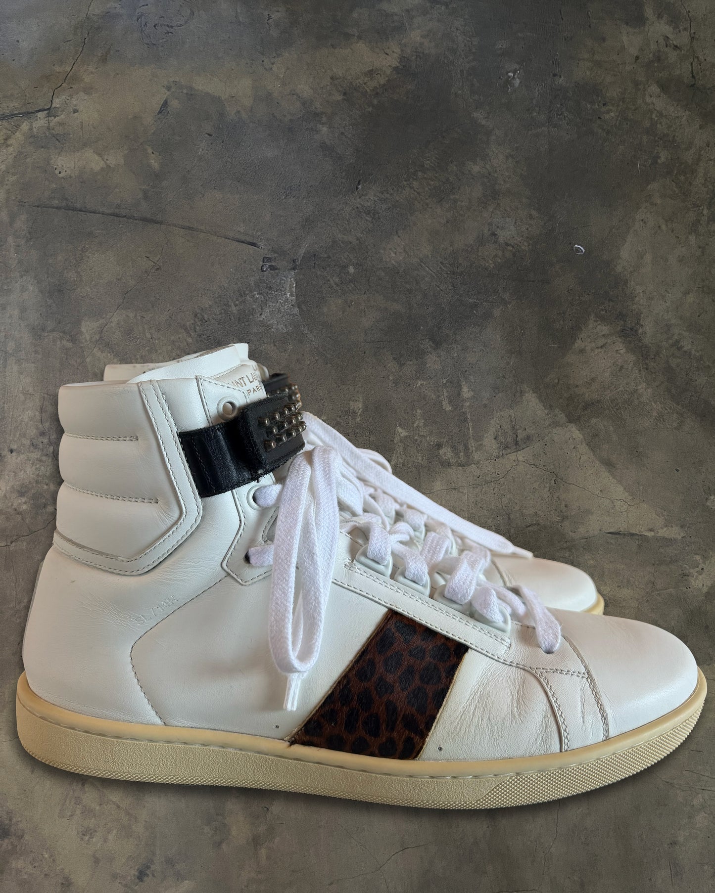 SAINT LAURENT AW2014 SL/14H STUDDED LEOPARD HIGH TOPS