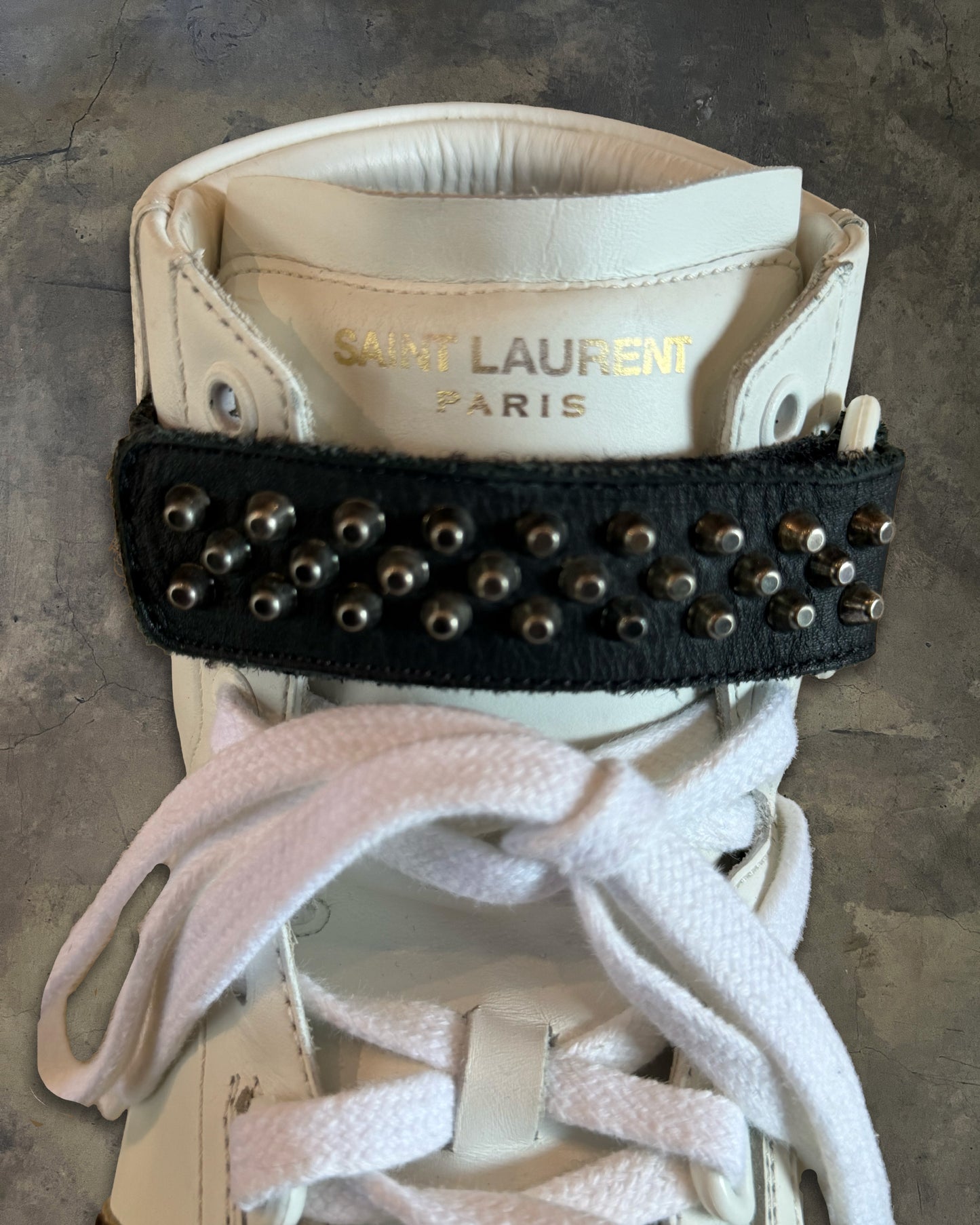 SAINT LAURENT AW2014 SL/14H STUDDED LEOPARD HIGH TOPS