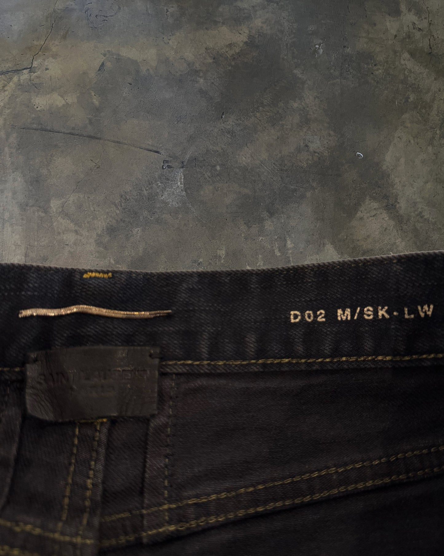 SAINT LAURENT FW2014 RUNWAY OIL STAIN JEANS