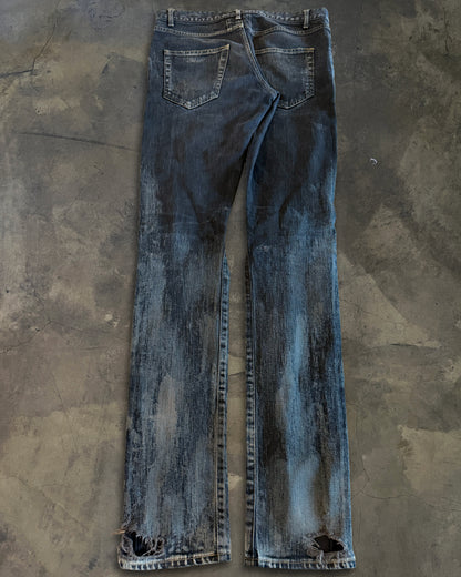 SAINT LAURENT FW2014 RUNWAY OIL STAIN JEANS