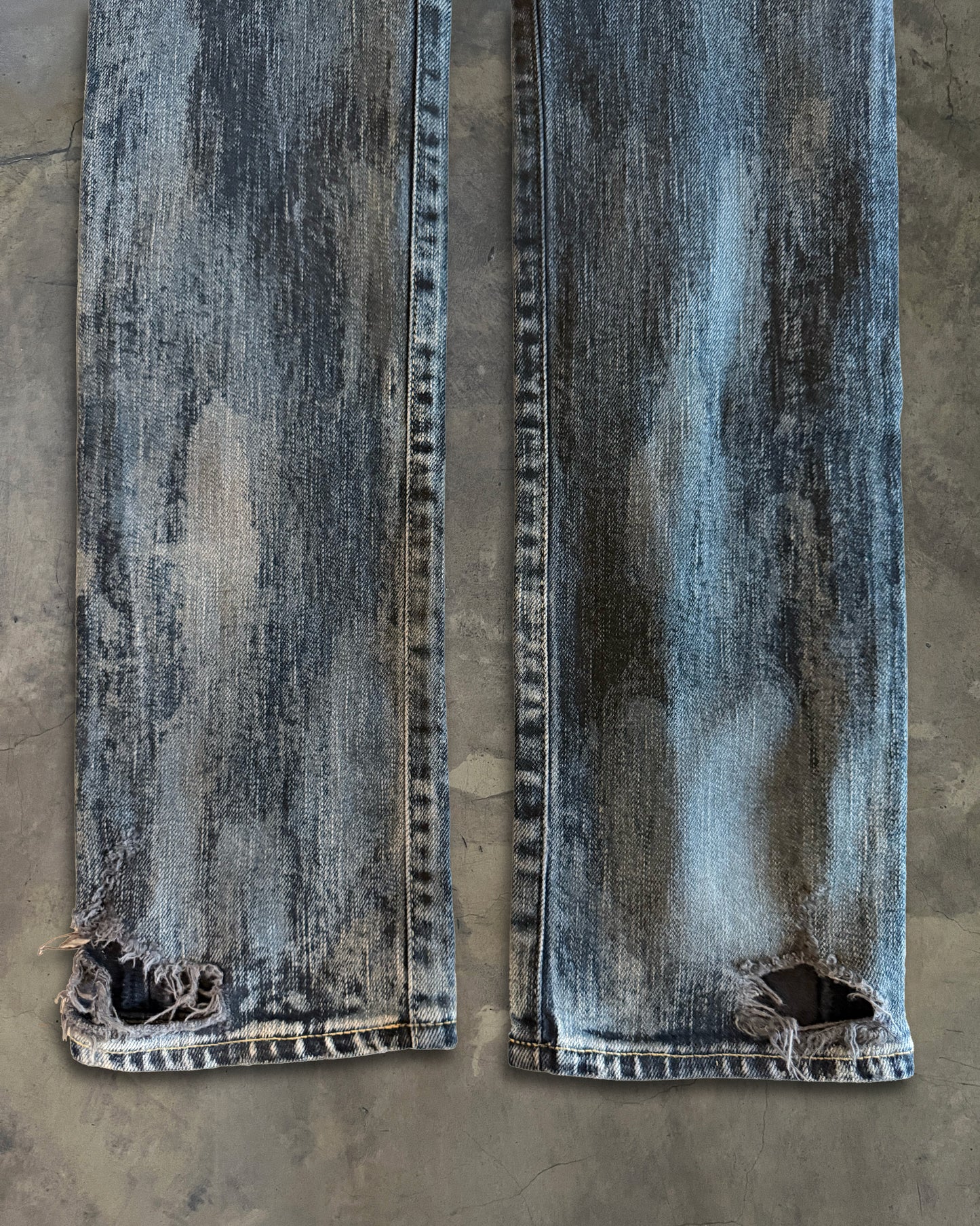 SAINT LAURENT FW2014 RUNWAY OIL STAIN JEANS