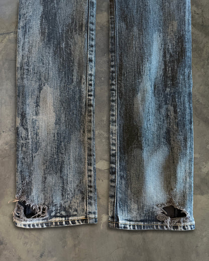SAINT LAURENT FW2014 RUNWAY OIL STAIN JEANS