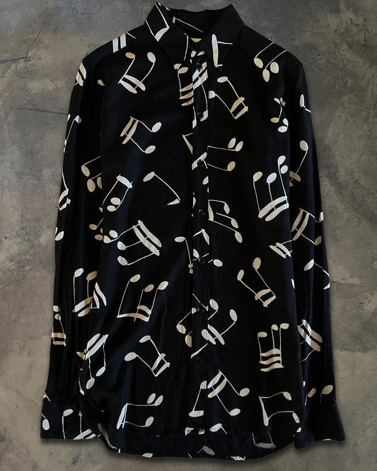 SAINT LAURENT FW2016 MUSIC NOTE BUTTON UP