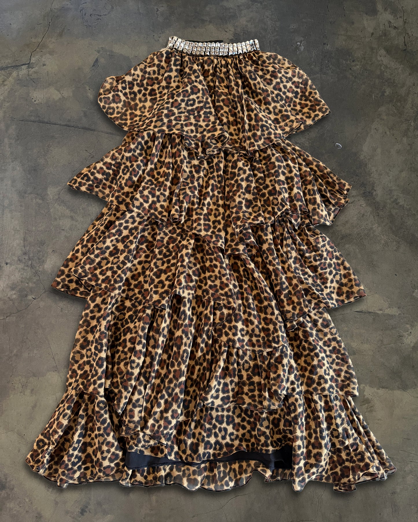 SAINT LAURENT RUNWAY FW2014 LEOPARD RUFFLED DRESS