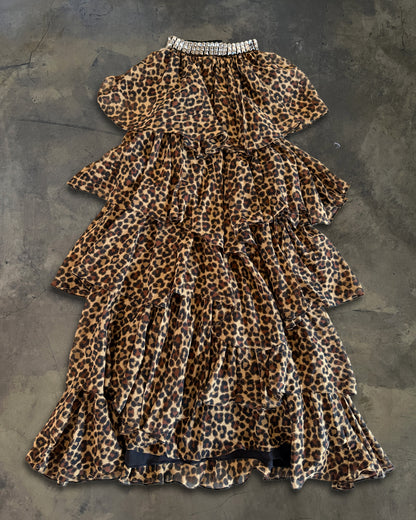 SAINT LAURENT RUNWAY FW2014 LEOPARD RUFFLED DRESS