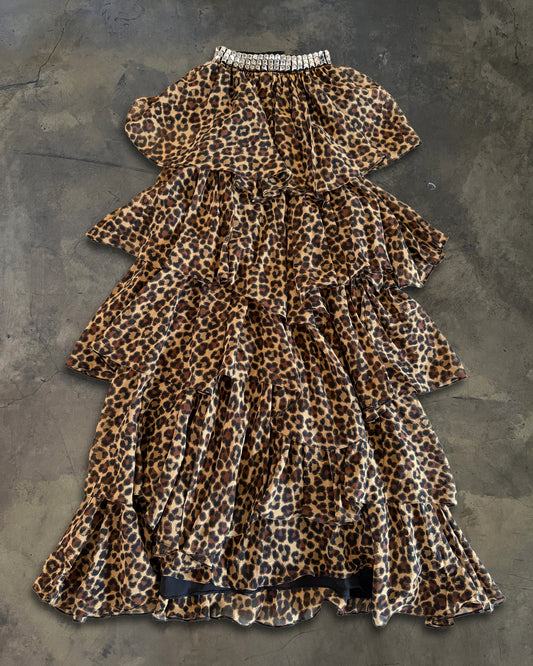 SAINT LAURENT RUNWAY FW2014 LEOPARD RUFFLED DRESS