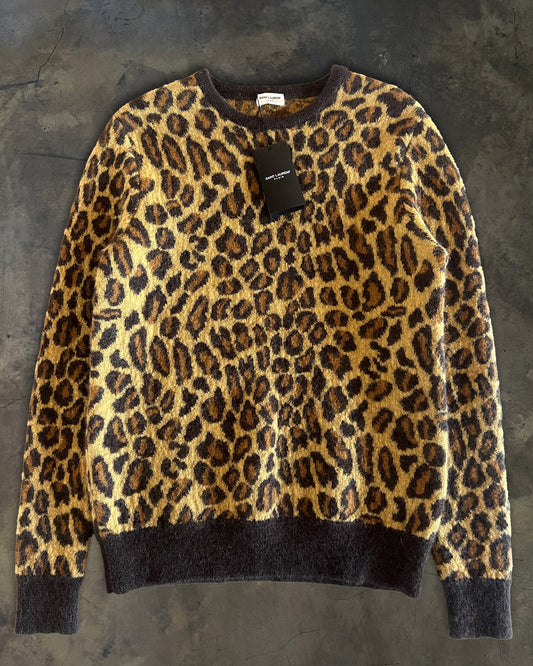 SAINT LAURENT AW2015 RUNWAY LEOPARD MOHAIR BLEND SWEATER