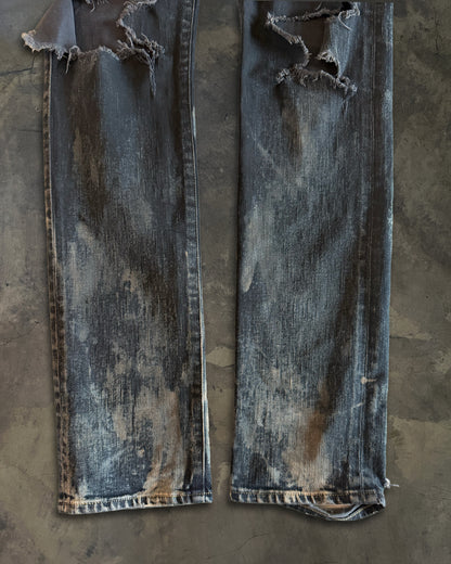 SAINT LAURENT FW2014 RUNWAY OIL STAIN JEANS