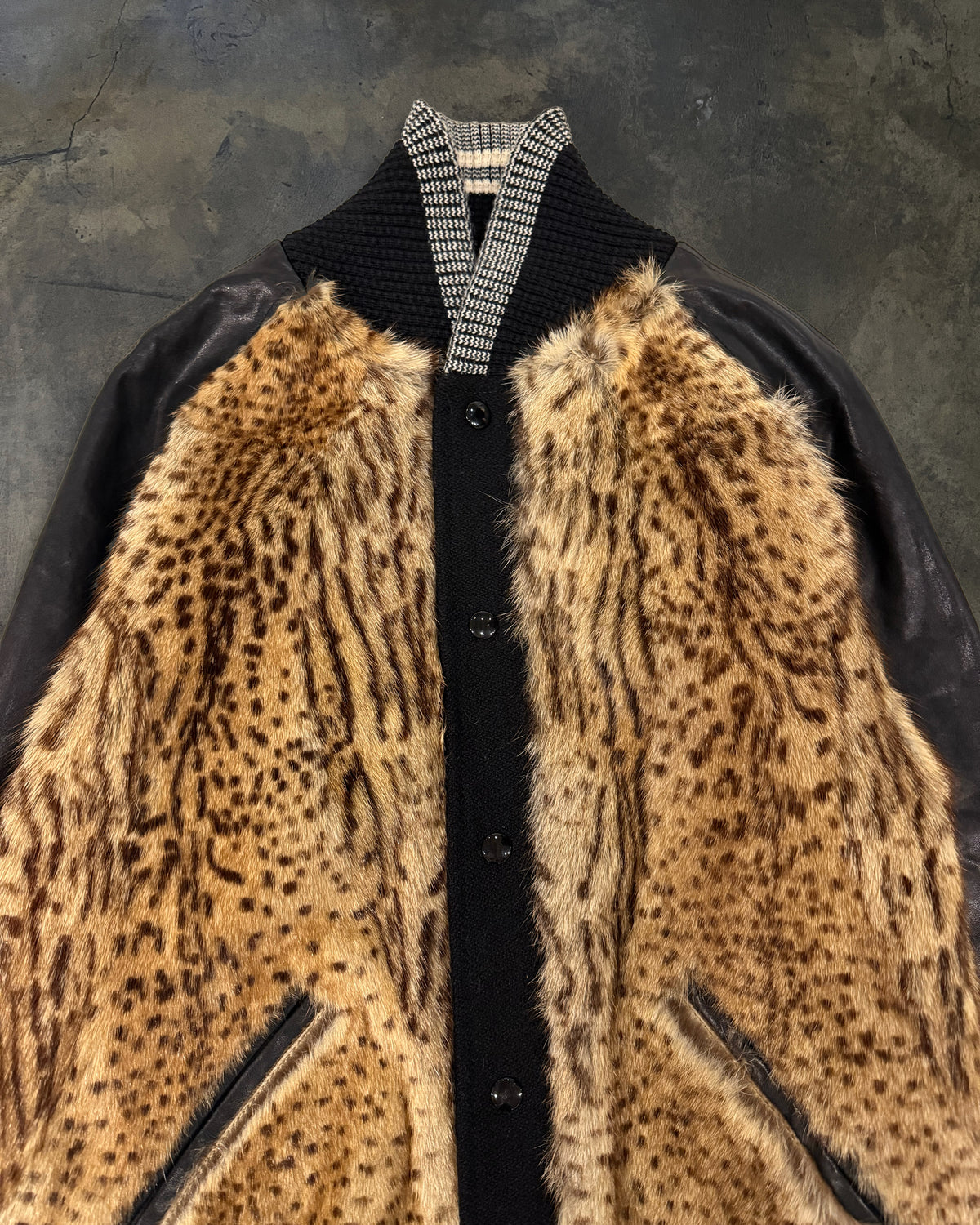 SAINT LAURENT SS2014 MARMOT TRIMMED WOOL LEATHER BOMBER