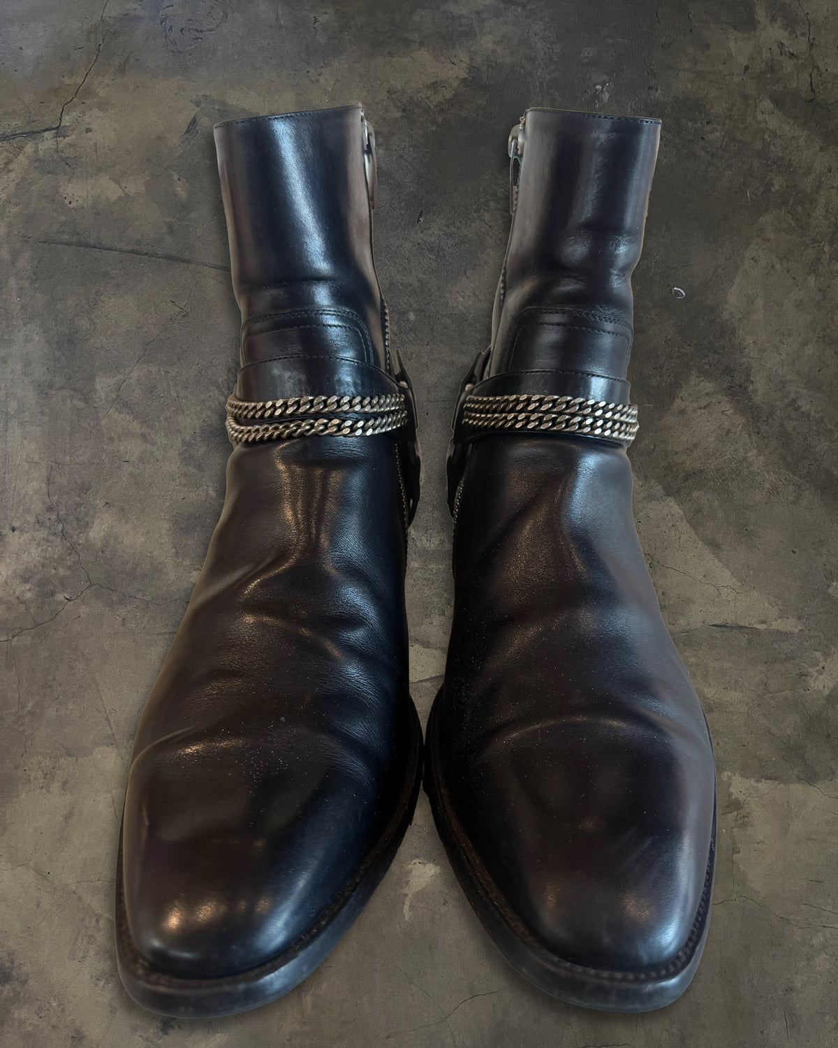 SAINT LAURENT FW2013 CHAIN WYATT HARNESS BOOTS