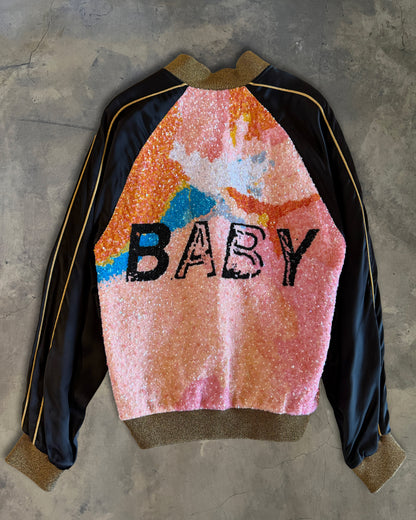 SAINT LAURENT SS2016 BABY SEQUIN SILK BOMBER