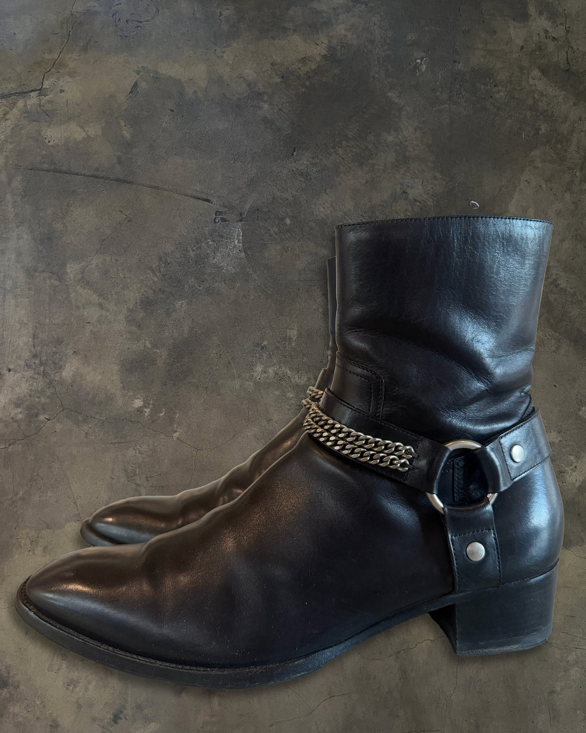 SAINT LAURENT FW2013 CHAIN WYATT HARNESS BOOTS