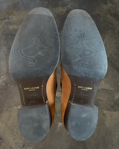 SAINT LAURENT FW2015 SUEDE STRAP JODHPUR BOOTS