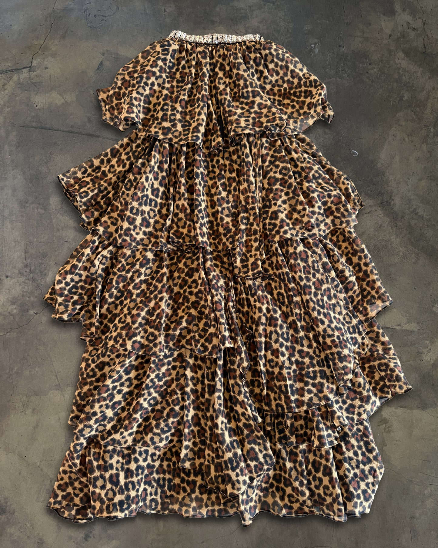 SAINT LAURENT RUNWAY FW2014 LEOPARD RUFFLED DRESS