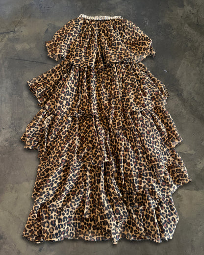 SAINT LAURENT RUNWAY FW2014 LEOPARD RUFFLED DRESS