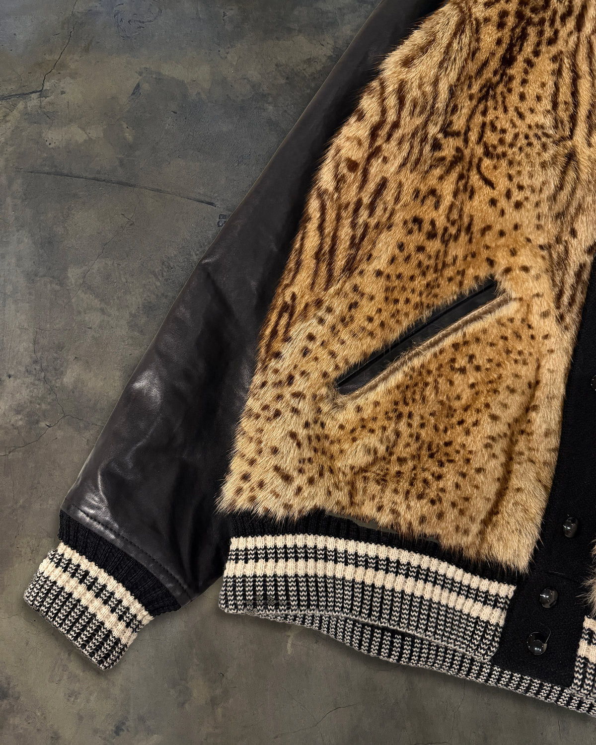 SAINT LAURENT SS2014 MARMOT TRIMMED WOOL LEATHER BOMBER
