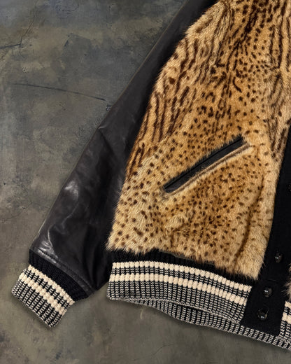 SAINT LAURENT SS2014 MARMOT TRIMMED WOOL LEATHER BOMBER