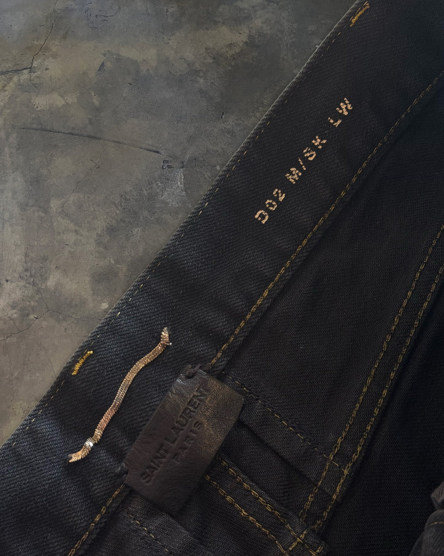 SAINT LAURENT FW2014 RUNWAY OIL STAIN JEANS