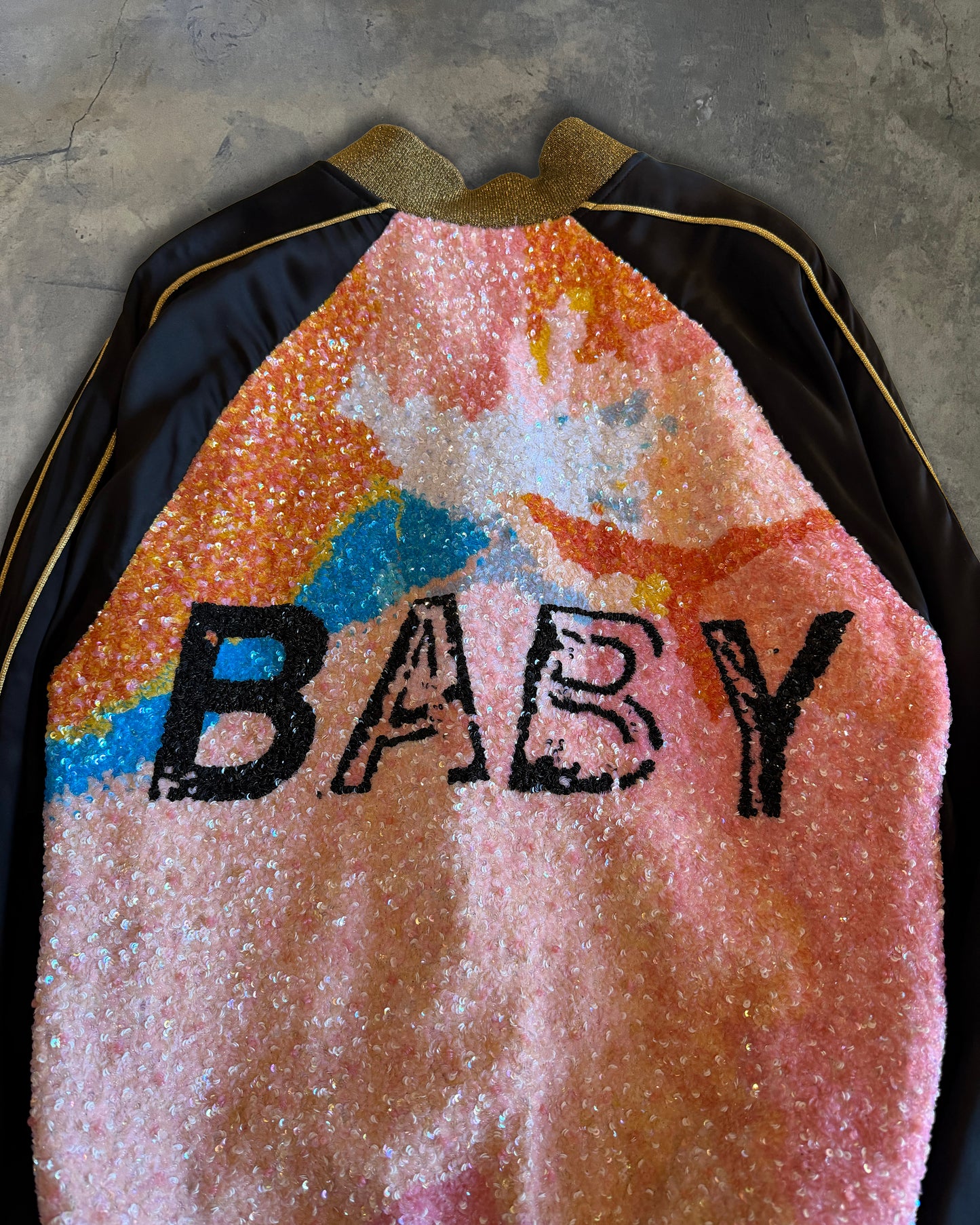 SAINT LAURENT SS2016 BABY SEQUIN SILK BOMBER