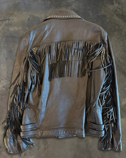 SAINT LAURENT SS2016 "SURF SOUNDS" LEATHER FRINGE JACKET