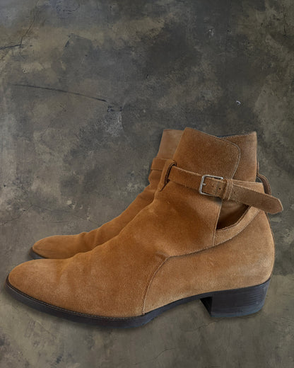 SAINT LAURENT FW2015 SUEDE STRAP JODHPUR BOOTS
