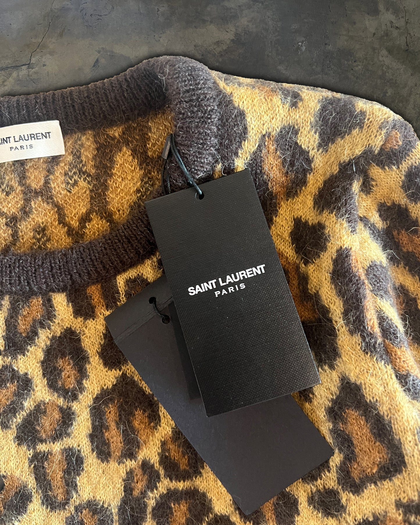 SAINT LAURENT AW2015 RUNWAY LEOPARD MOHAIR BLEND SWEATER