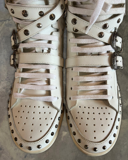 SAINT LAURENT PARIS SL/08H STUDDED BUCKLE STRAP SHOES